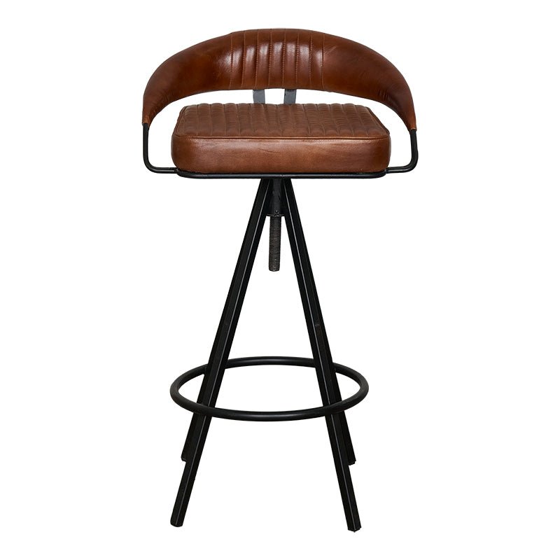 Taburete de bar vintage cuero marrón Prima