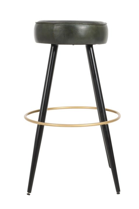 Taburete de bar vintage cuero verde Timba