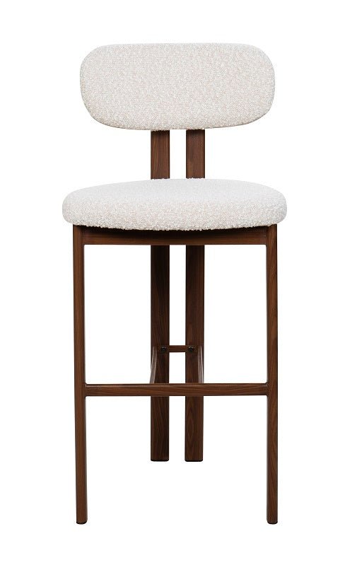 Tabouret de bar Liberty 75 en acier noyer avec revêtement bouclé