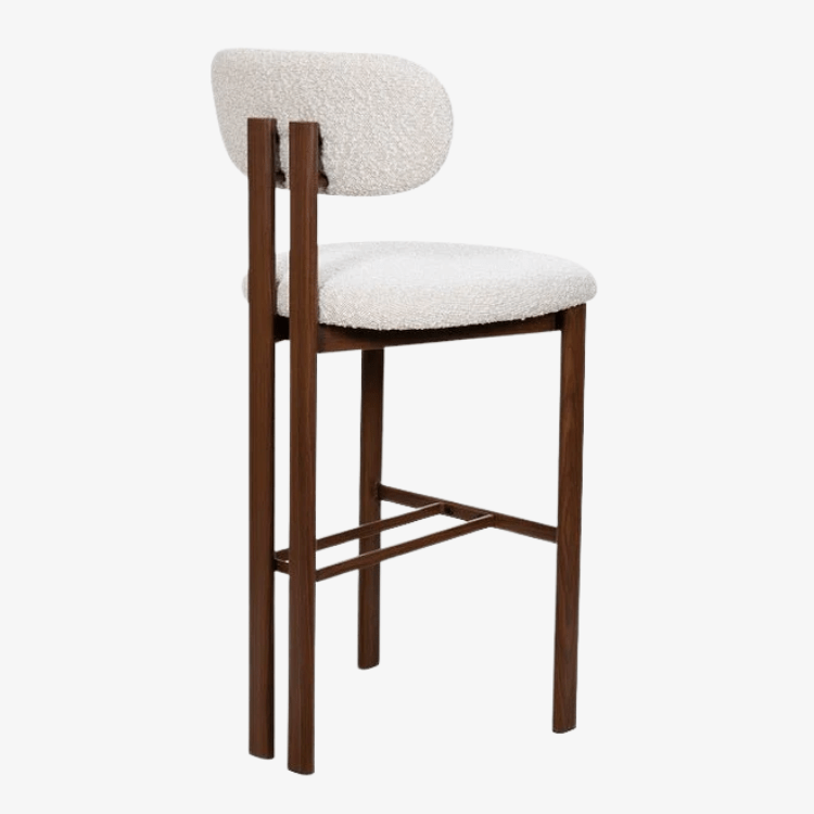 Taburete de cocina acero nogal tapizado bouclé H65 Liberty - Vintahome