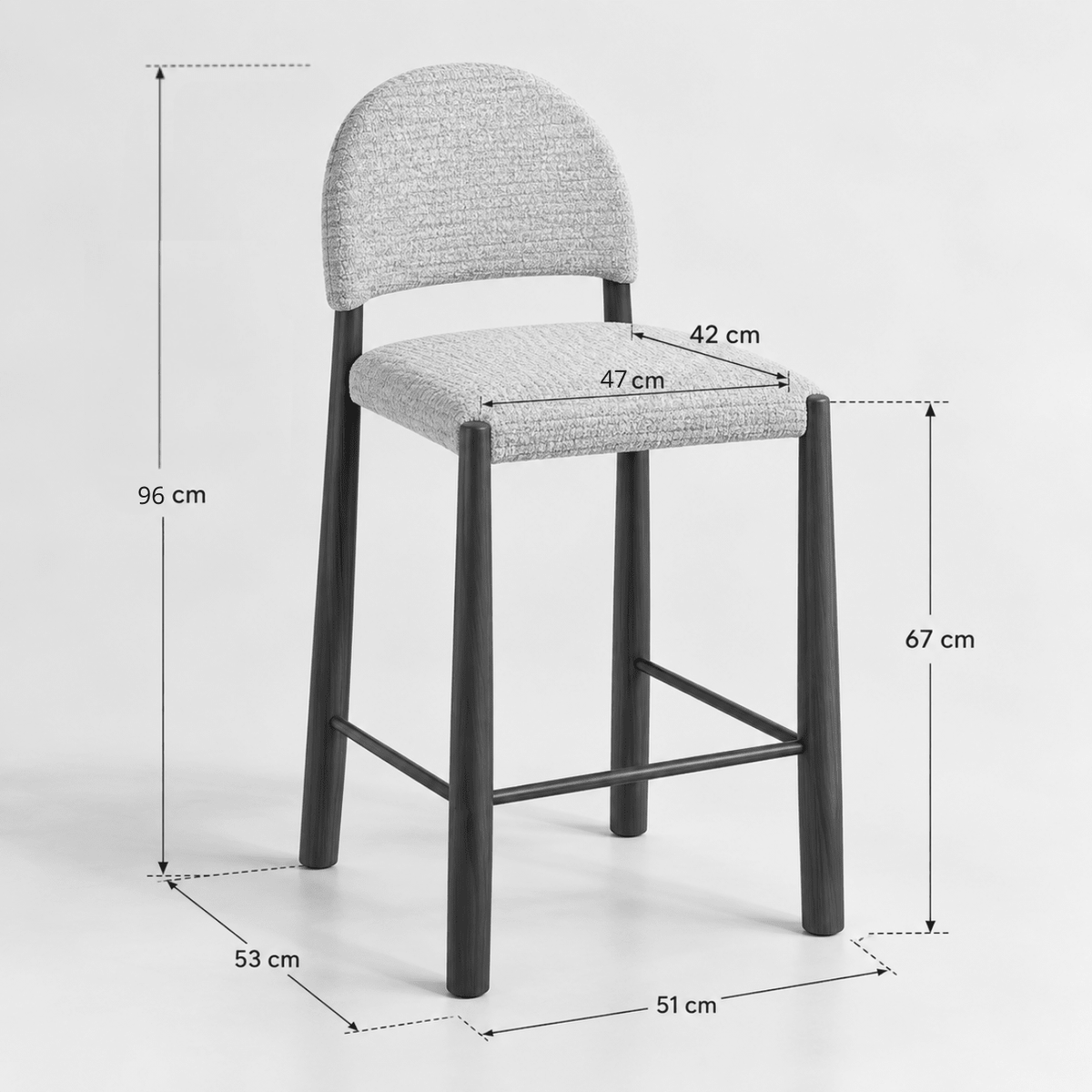 Maira gestoffeerde keukenkruk 67 cm beige walnooteffect - Vintahome