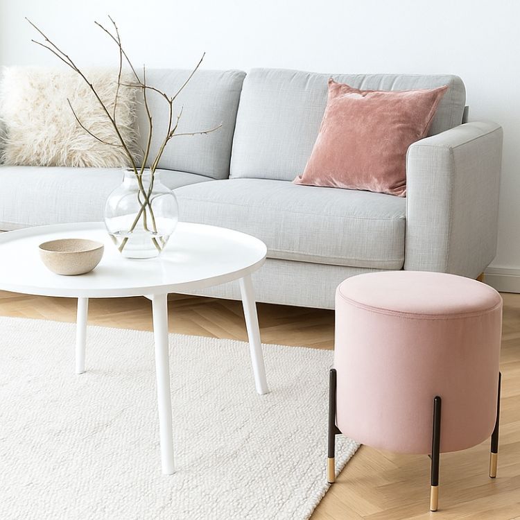 Taburete puff bajo Enid terciopelo - Vintahome