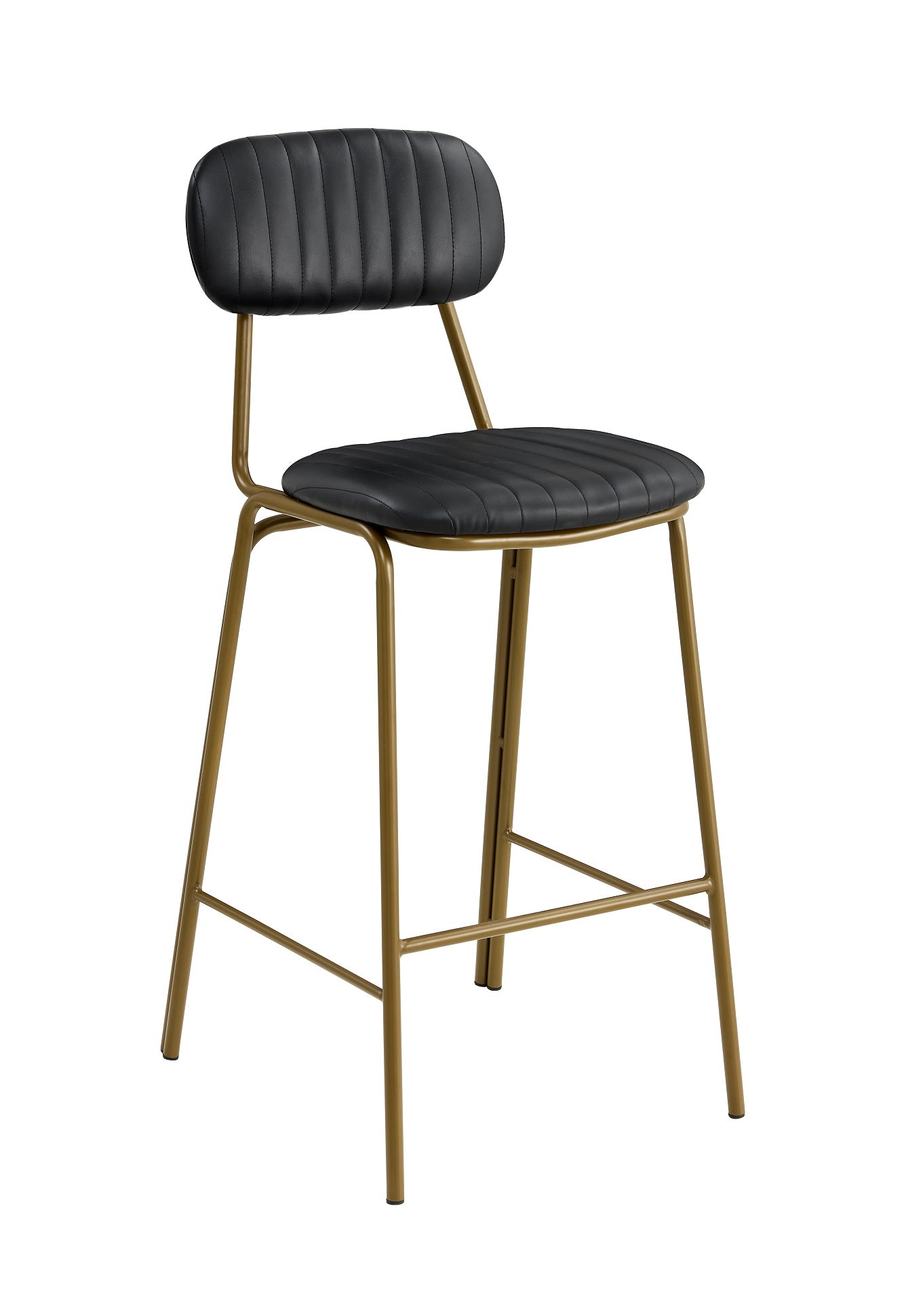 Taburete vintage de acero dorado y semipiel Jerald - Vintahome
