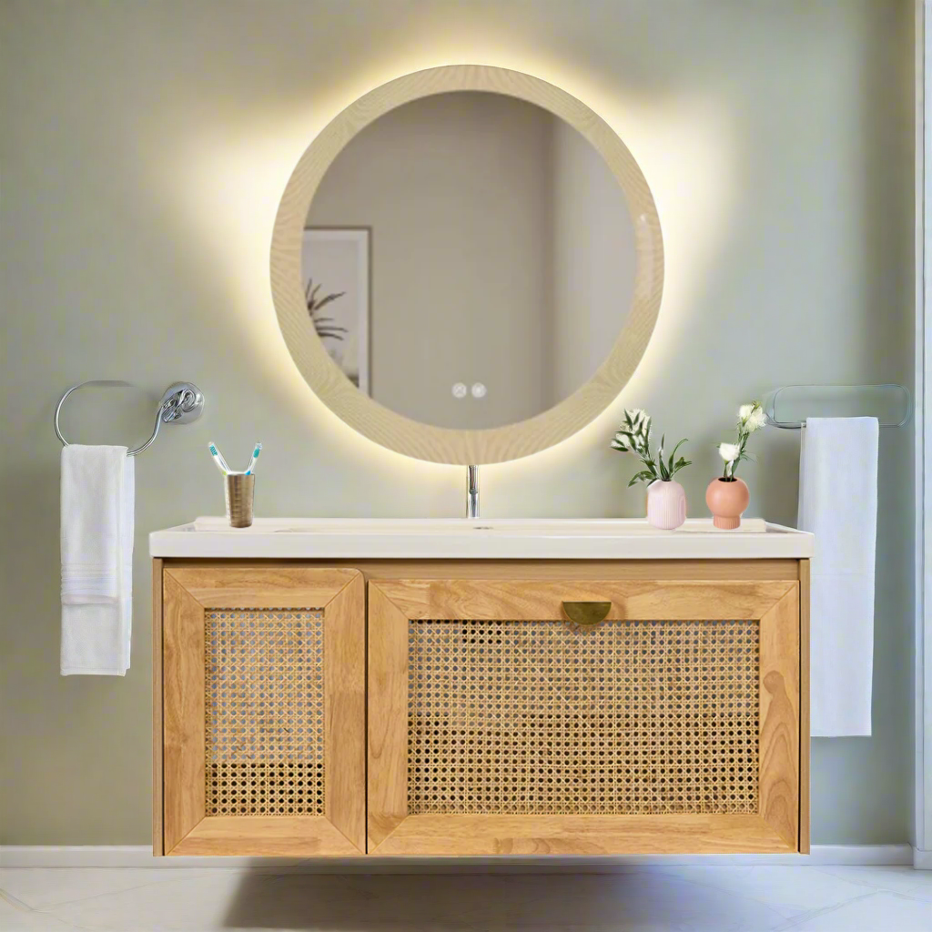 Mueble de baño  4 piezas madera ratán 100cm Rima