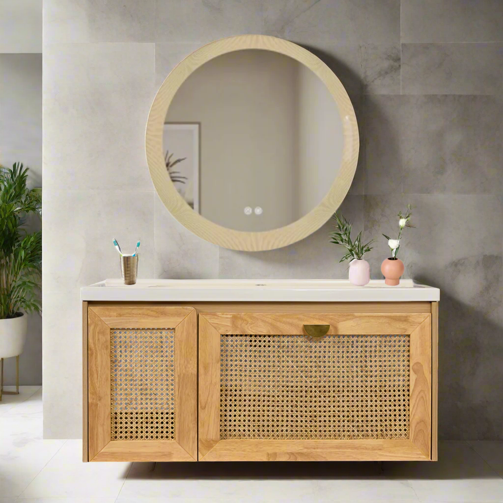 Mueble de baño  4 piezas madera ratán 100cm Rima