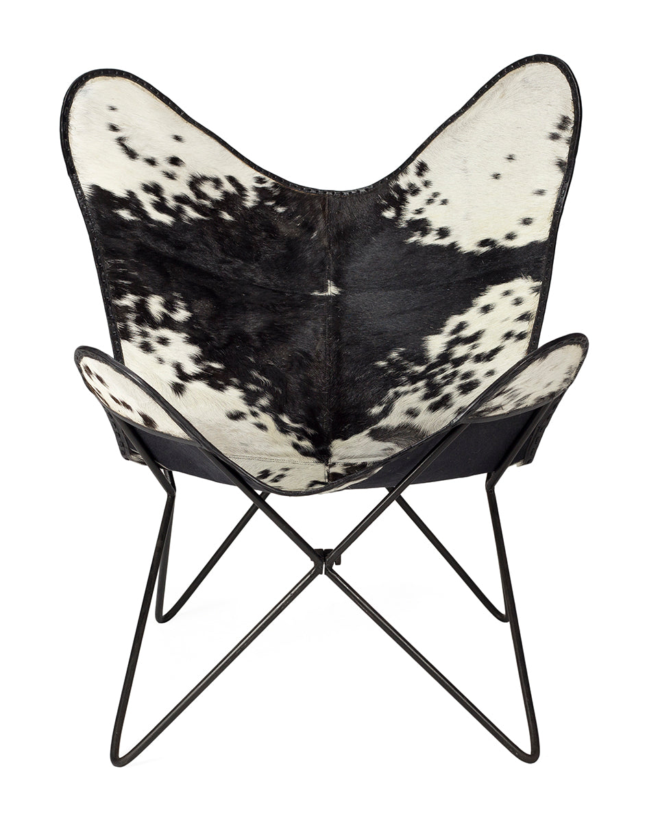 Silla  vintage  mariposa de cuero negro - Comprar silla de cuero vintage
