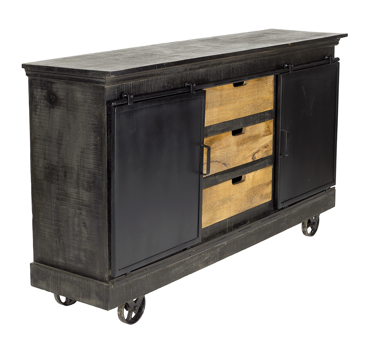 Stalen en hout industriële sideboard arriola