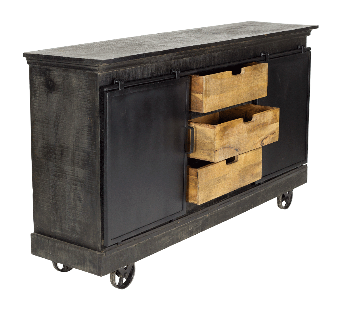 Stalen en hout industriële sideboard arriola