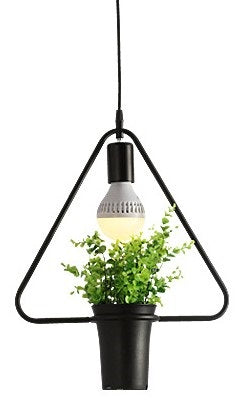 Lámpara de techo maceta triangular acero negro Flowerpot