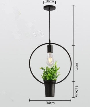 Plafonnier pot de fleurs rond en acier noir Flowerpot