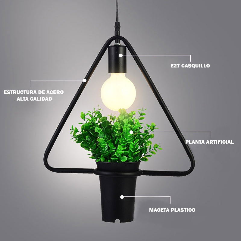 Lámpara de techo maceta triangular acero negro Flowerpot
