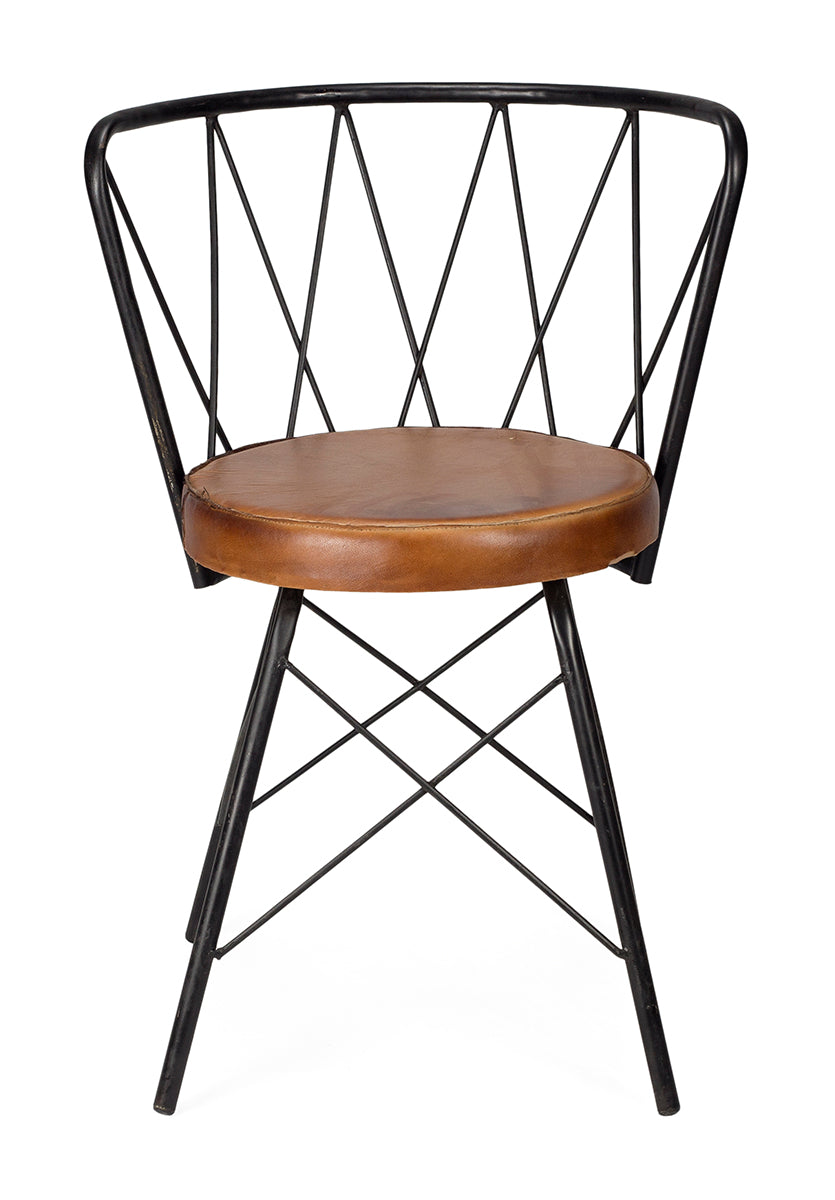Chaise vintage cuir acier noir Zonica