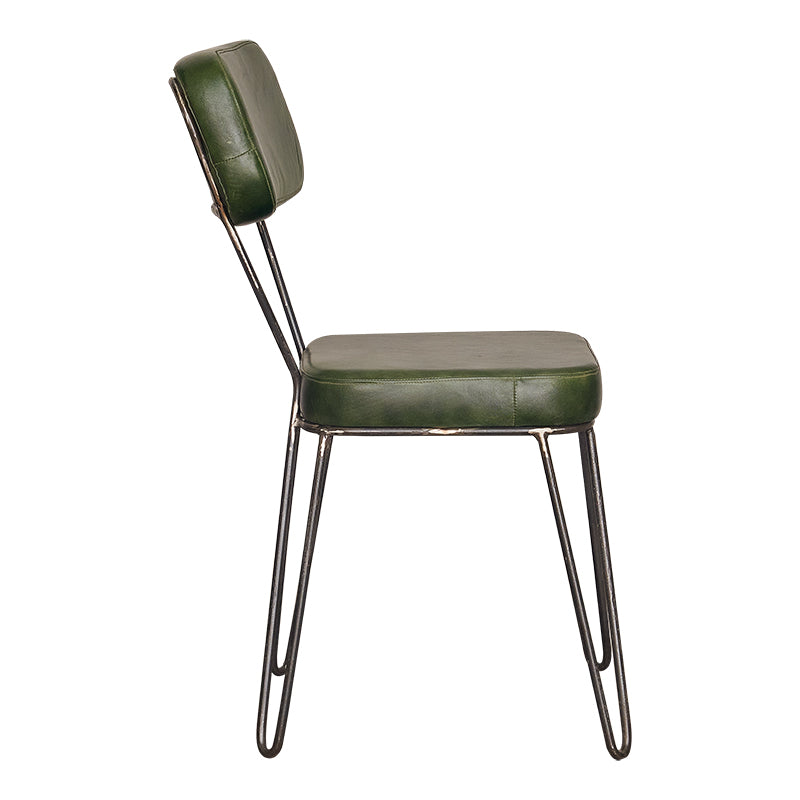 Chaise de salle à manger Terry cuir vert et acier