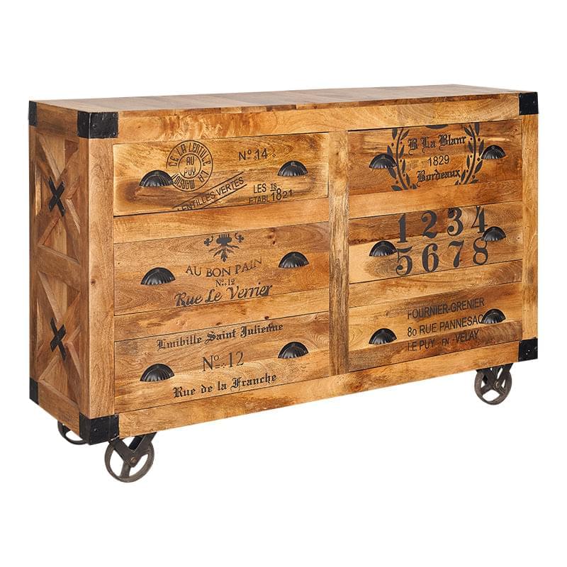 Cómoda de madera de mango 6 cajones - Muebles de almacenaje de