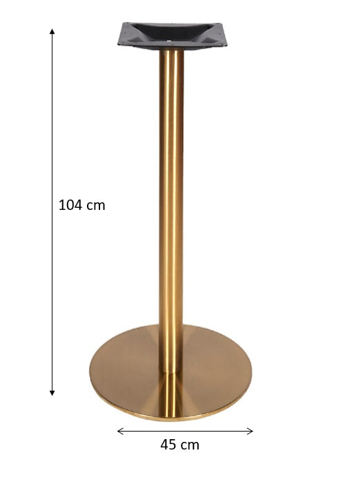 Base de mesa em aço inoxidável dourado com 108 cm de altura