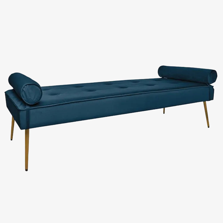 Acheter Banquette en velours beige avec pieds dorés