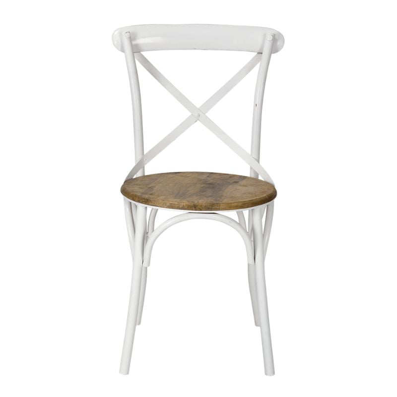 Silla Thonet de metal blanco con asiento de madera - Comprar silla vintage