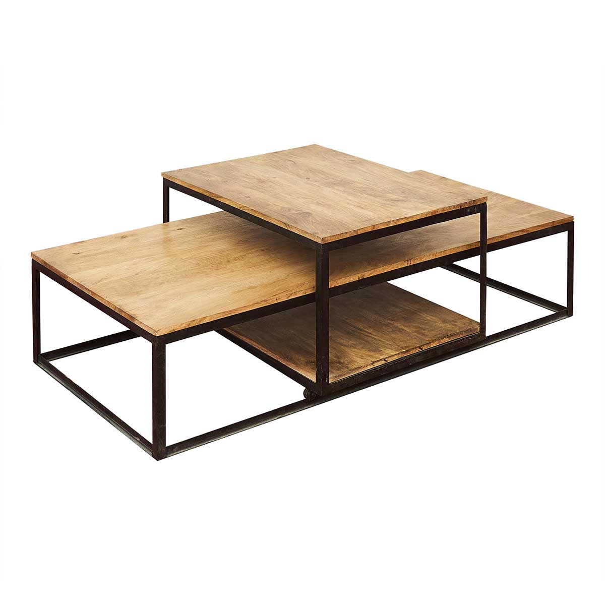 mesas de centro con tapa de madera doble