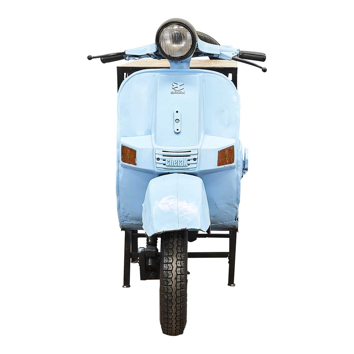 Mostrador bar botellero scooter azul
