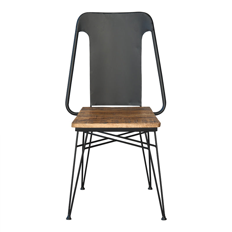 Silla de comedor vintage de acero negro y madera  Antoine V - Comprar silla de comedor de madera