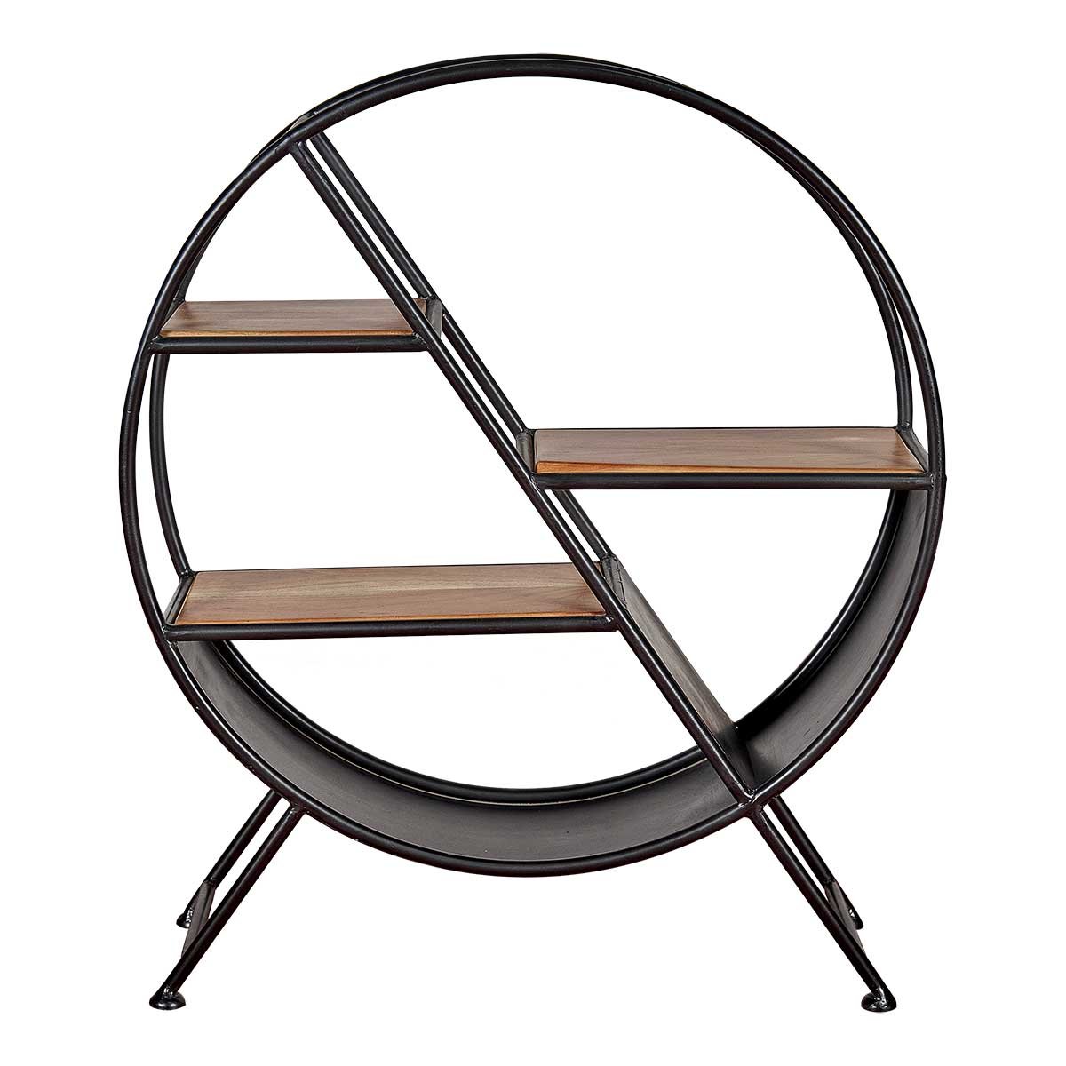 Estantería industrial redonda de acero y madera Syne