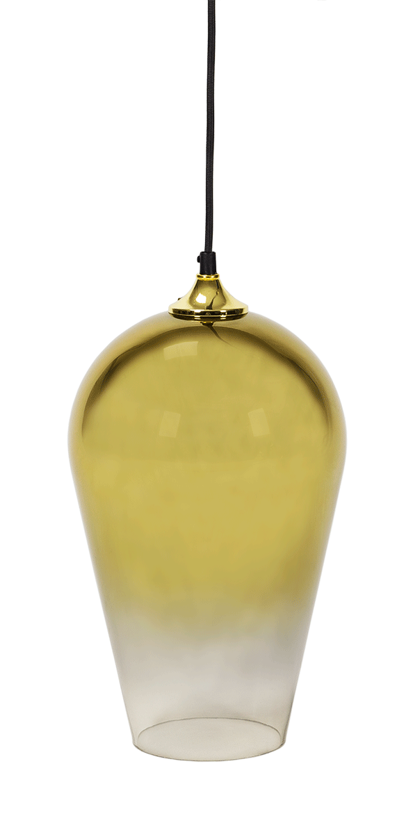 Lámpara de suspensión en vidrio con acabado dorado