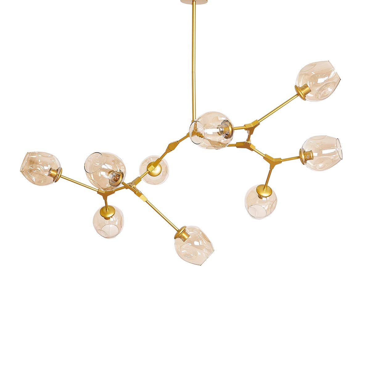 Lámpara de techo 9 brazos acero dorado y cristal oro Chandelier - Vintahome