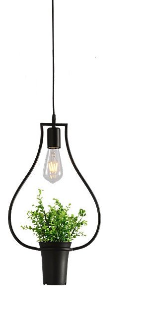 Lámpara de techo maceta ovalada acero negro Flowerpot - Vintahome