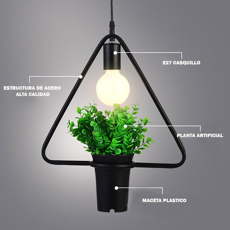 Driehoekige zwart stalen zwarte bloempotlamp bloemenpot