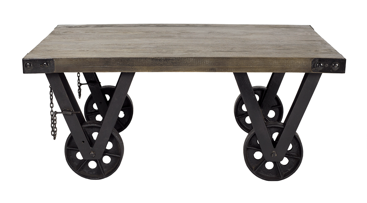 Table basse industrielle à roulettes