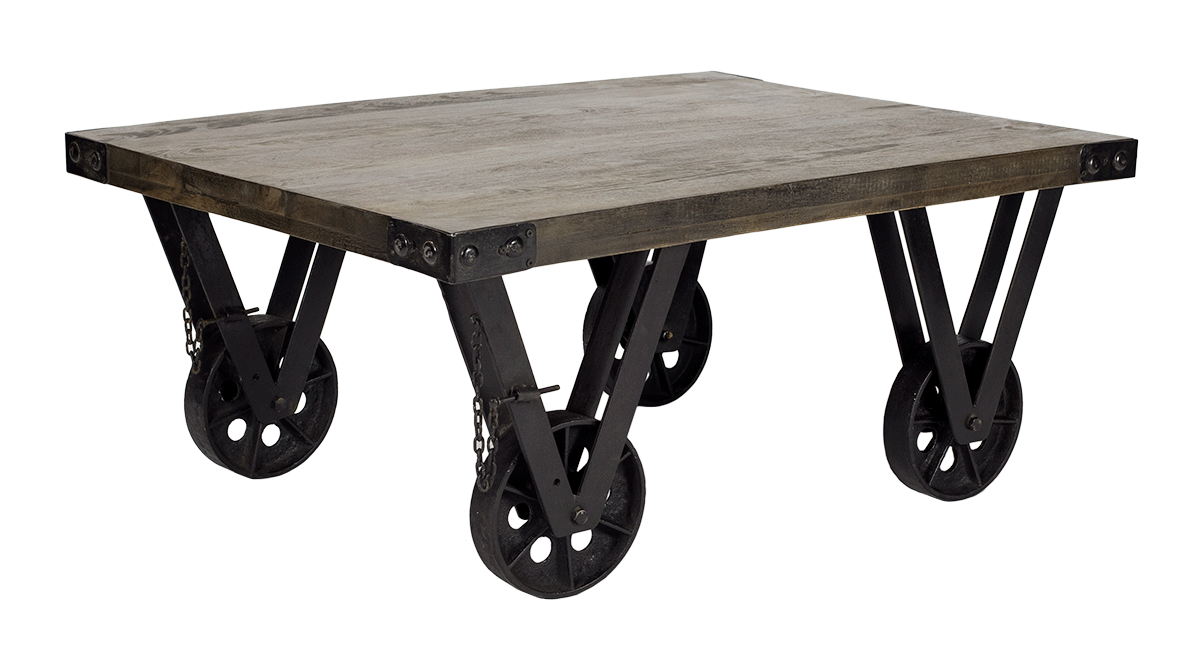 Table basse industrielle à roulettes