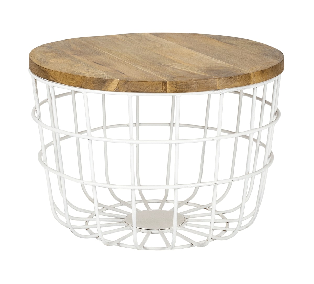 Mesa Auxiliar de Madera y Acero Tina Blanco