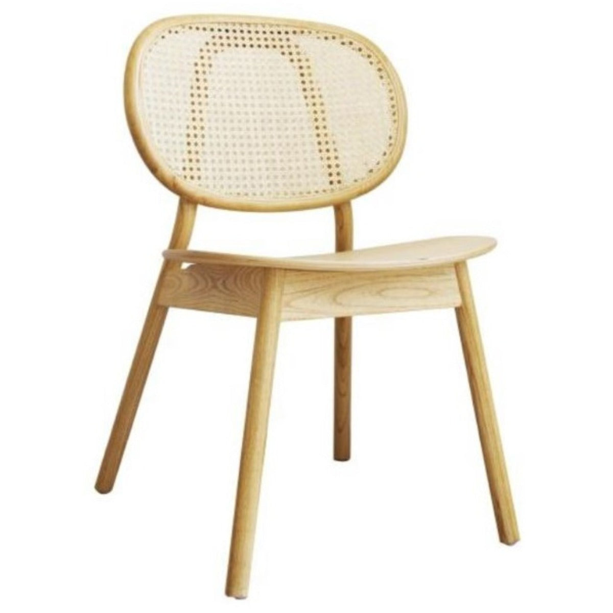 Cadeira de jantar nórdica de madeira Henar e rattan