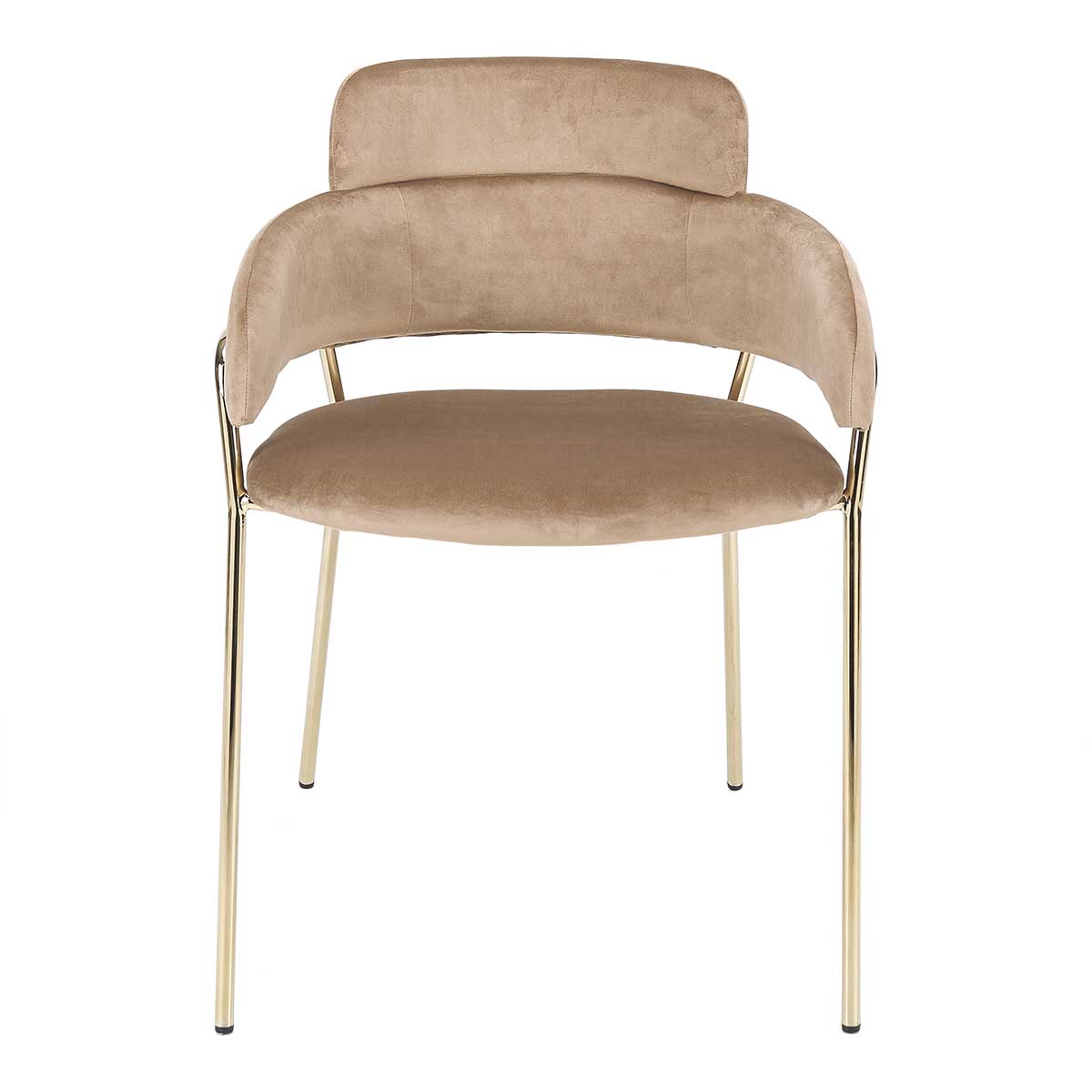 Comprar Silla de Comedor Carol Beige Terciopelo Oro con Reposabrazos