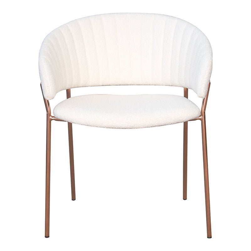 Silla de comedor acero metalizado bouclé blanco Izma