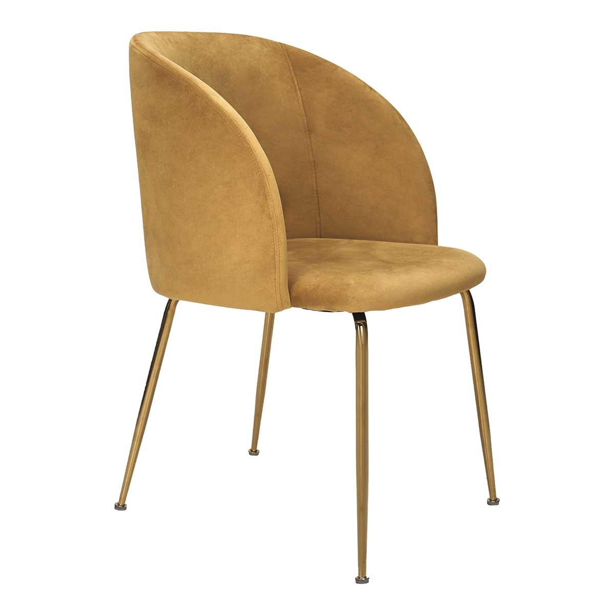 Chaise de salle à manger en velours doré Nela