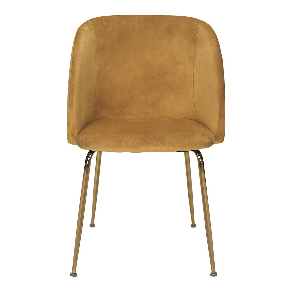 Chaise de salle à manger en velours doré Nela