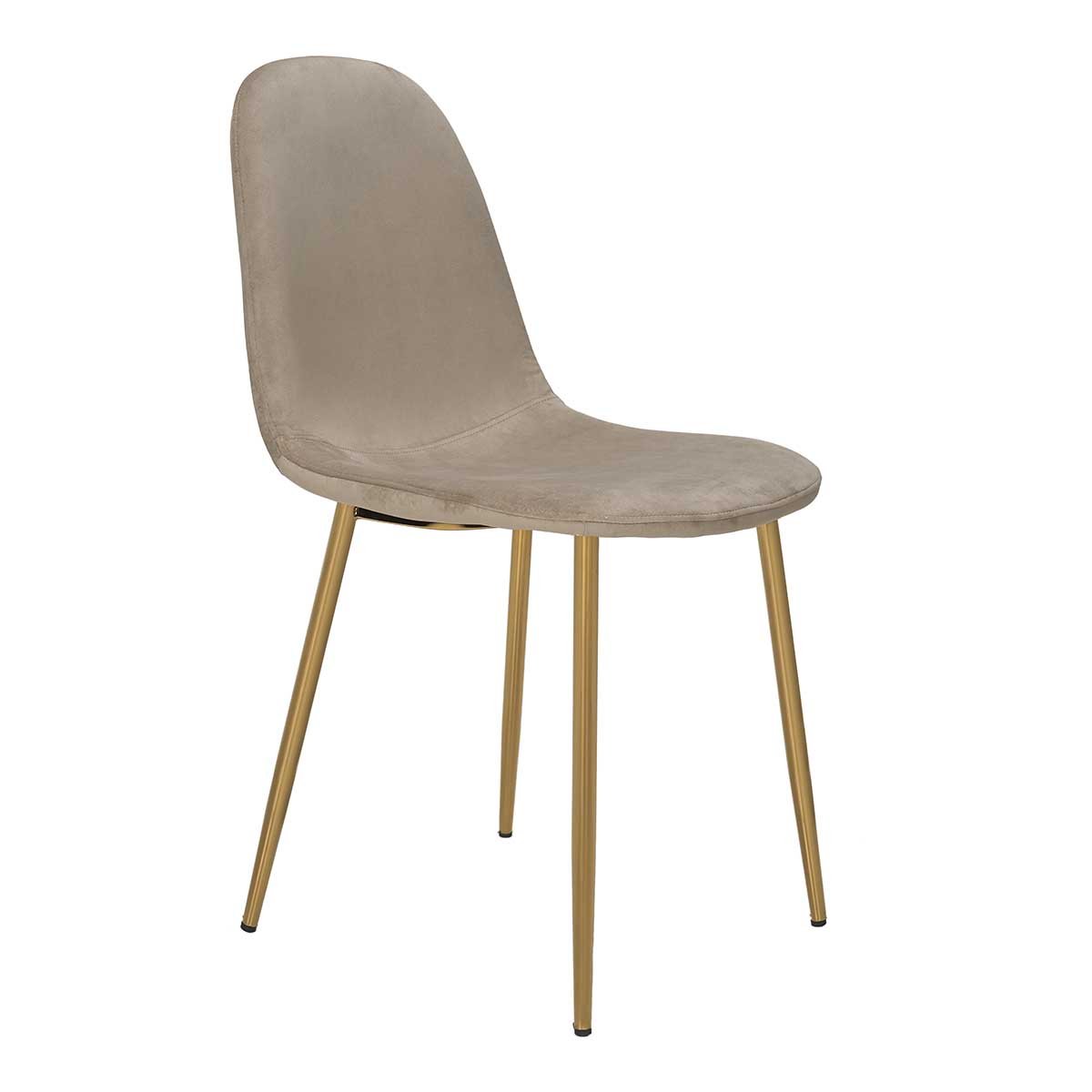 Chaise de salle à manger métal doré velours beige Manila