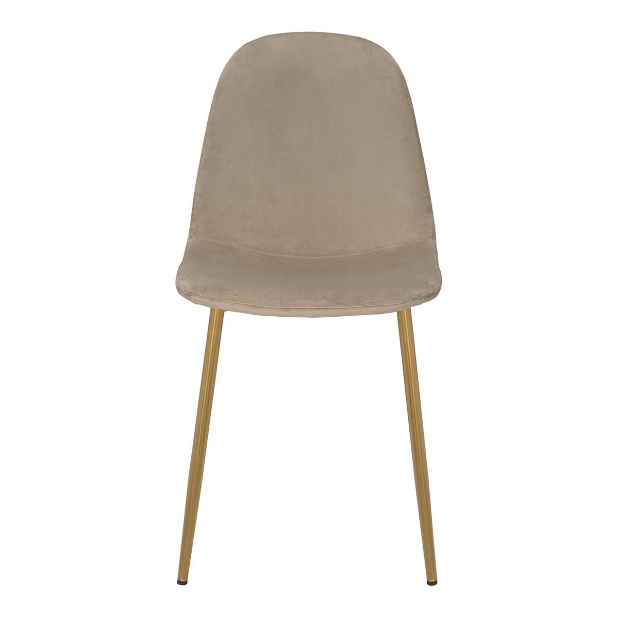 Chaise de salle à manger métal doré velours beige Manila