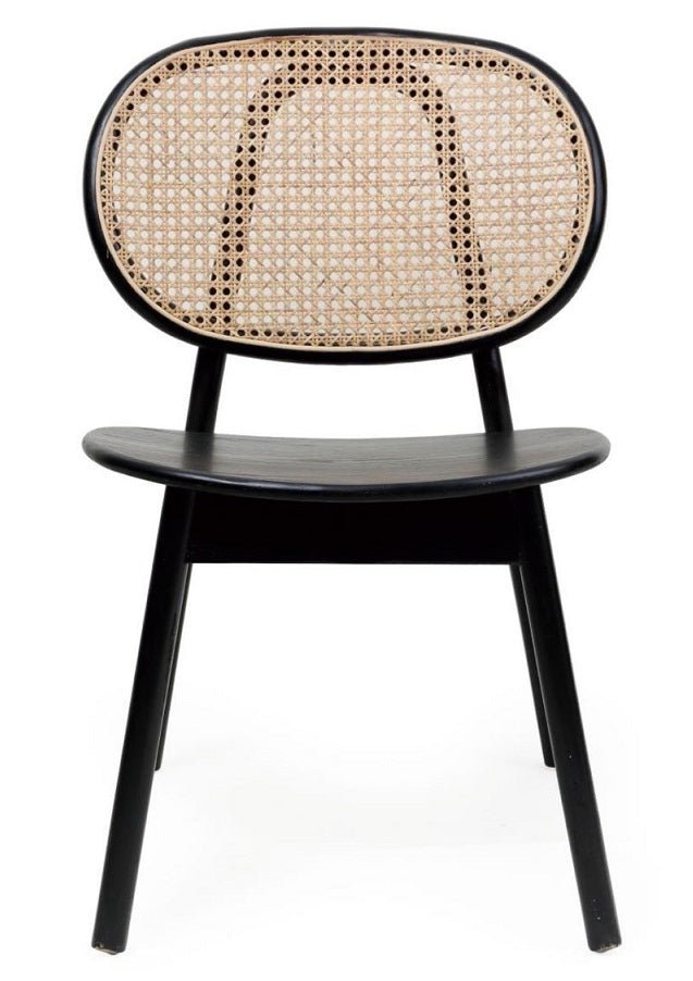 Black Wood Nordic en Ratán Henar Dining Chair