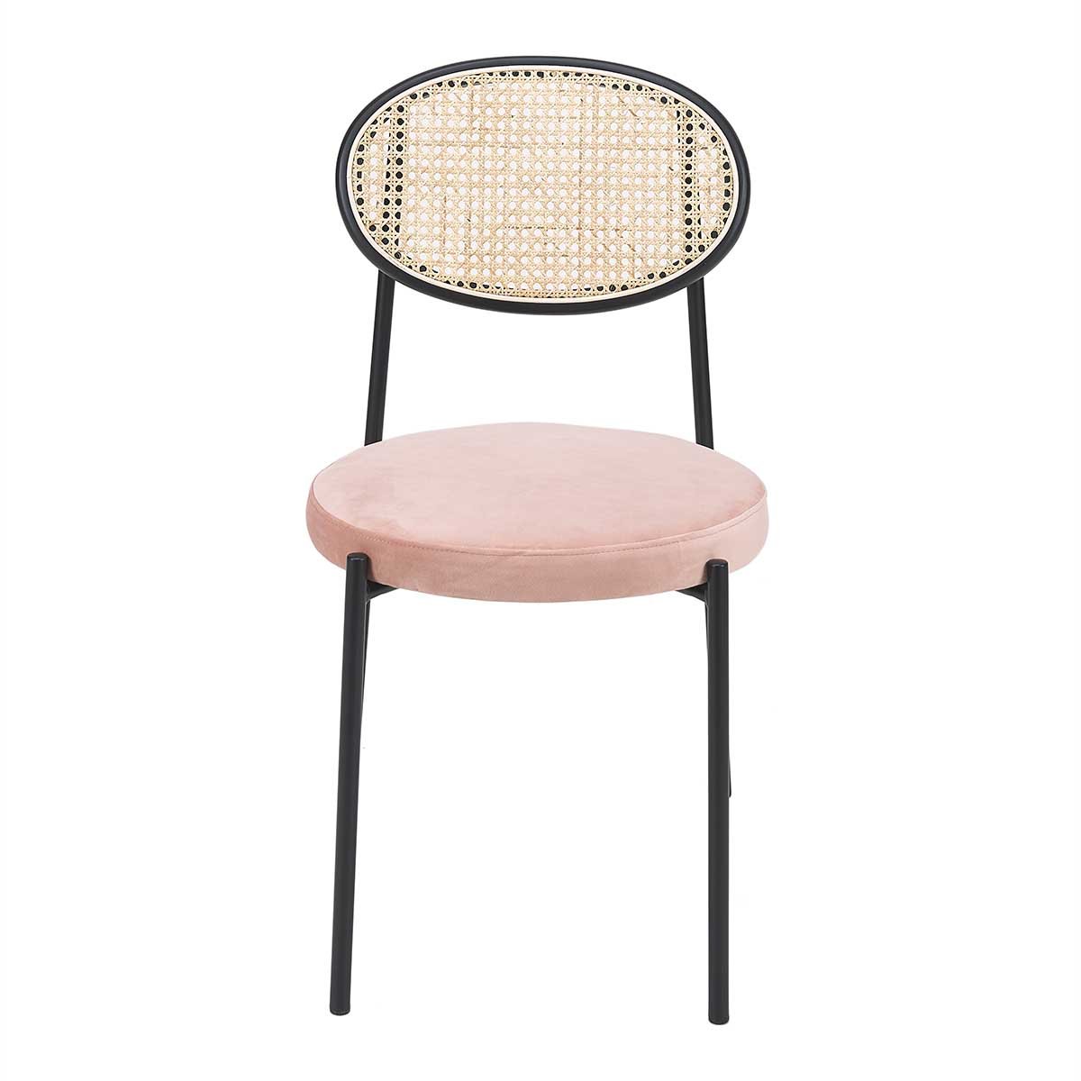 Silla de comedor de ratán de terciopelo uniforme