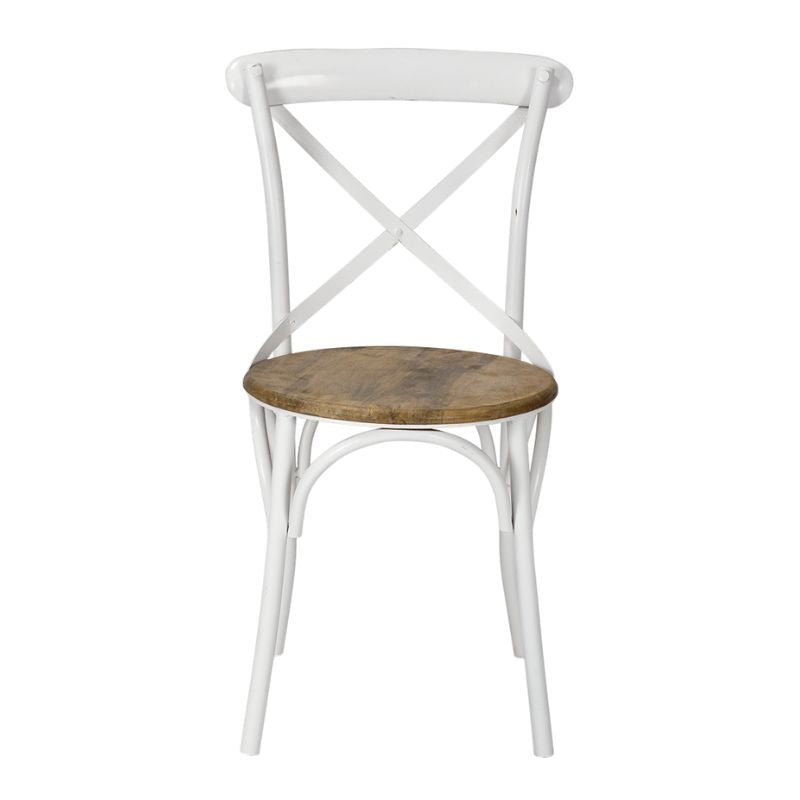 Silla Thonet de metal blanco con asiento de madera - Comprar silla vintage
#color_Blanco