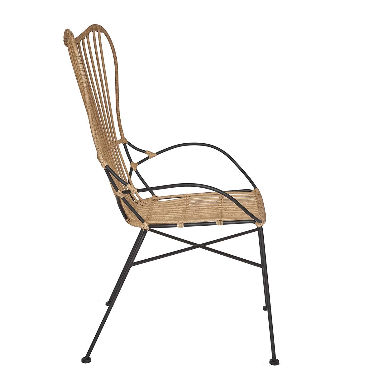 Silla de rattan con brazos sintético Butterfly