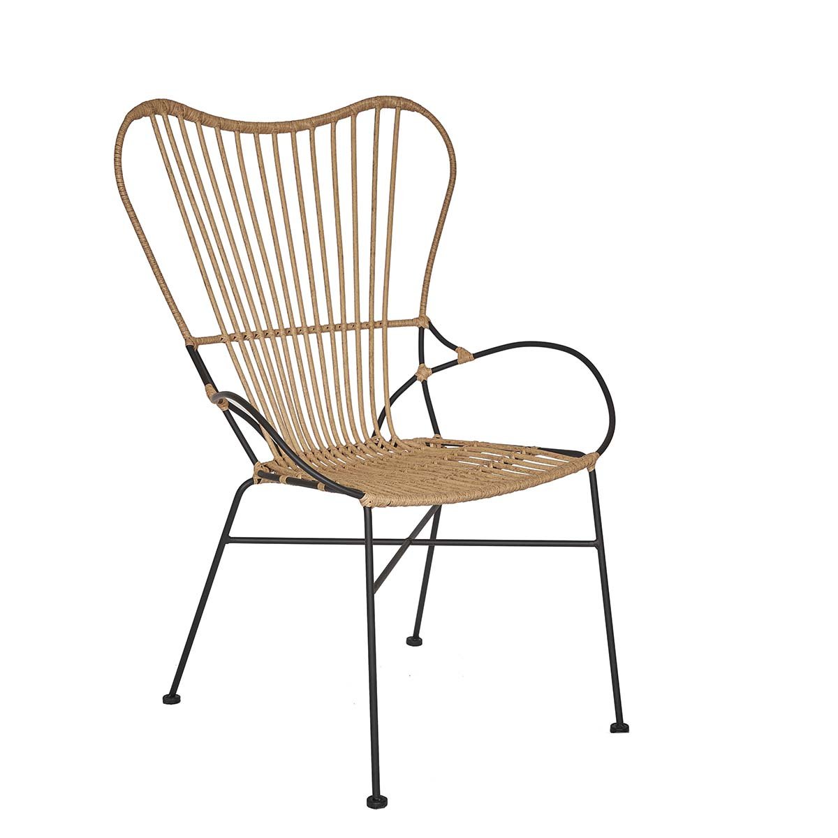 Silla de rattan con brazos sintético Butterfly