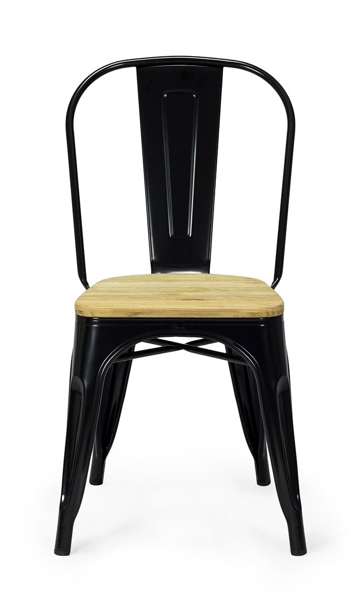 Chaise de tollux en acier noir brillance en bois transparent