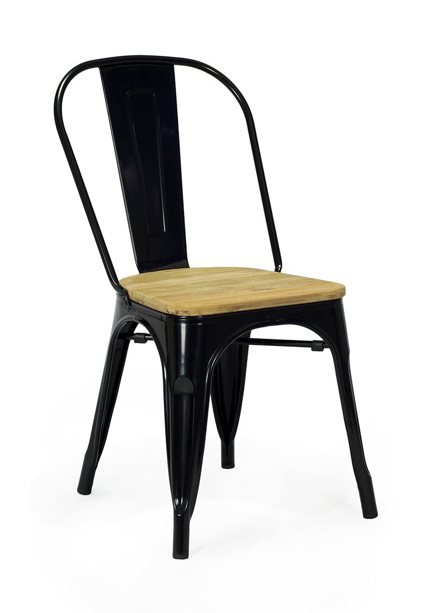 Chaise de tollux en acier noir brillance en bois transparent