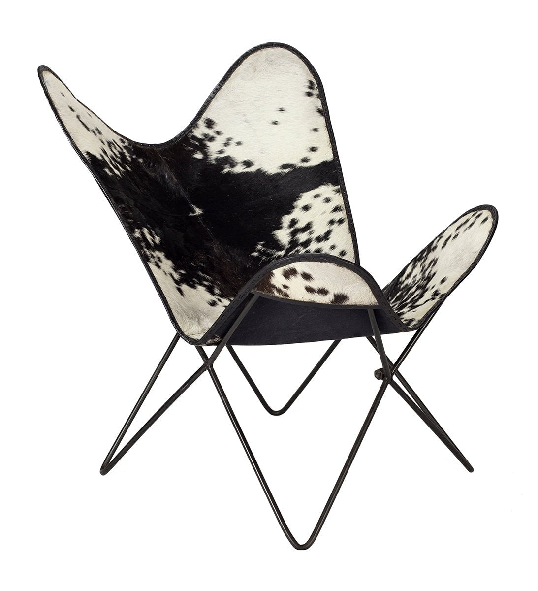 Silla  vintage  mariposa de cuero negro