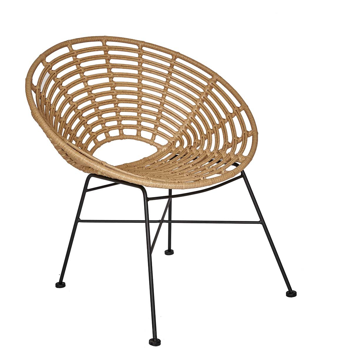 Sillón de rattán sintético y acero negro Nest - Vintahome