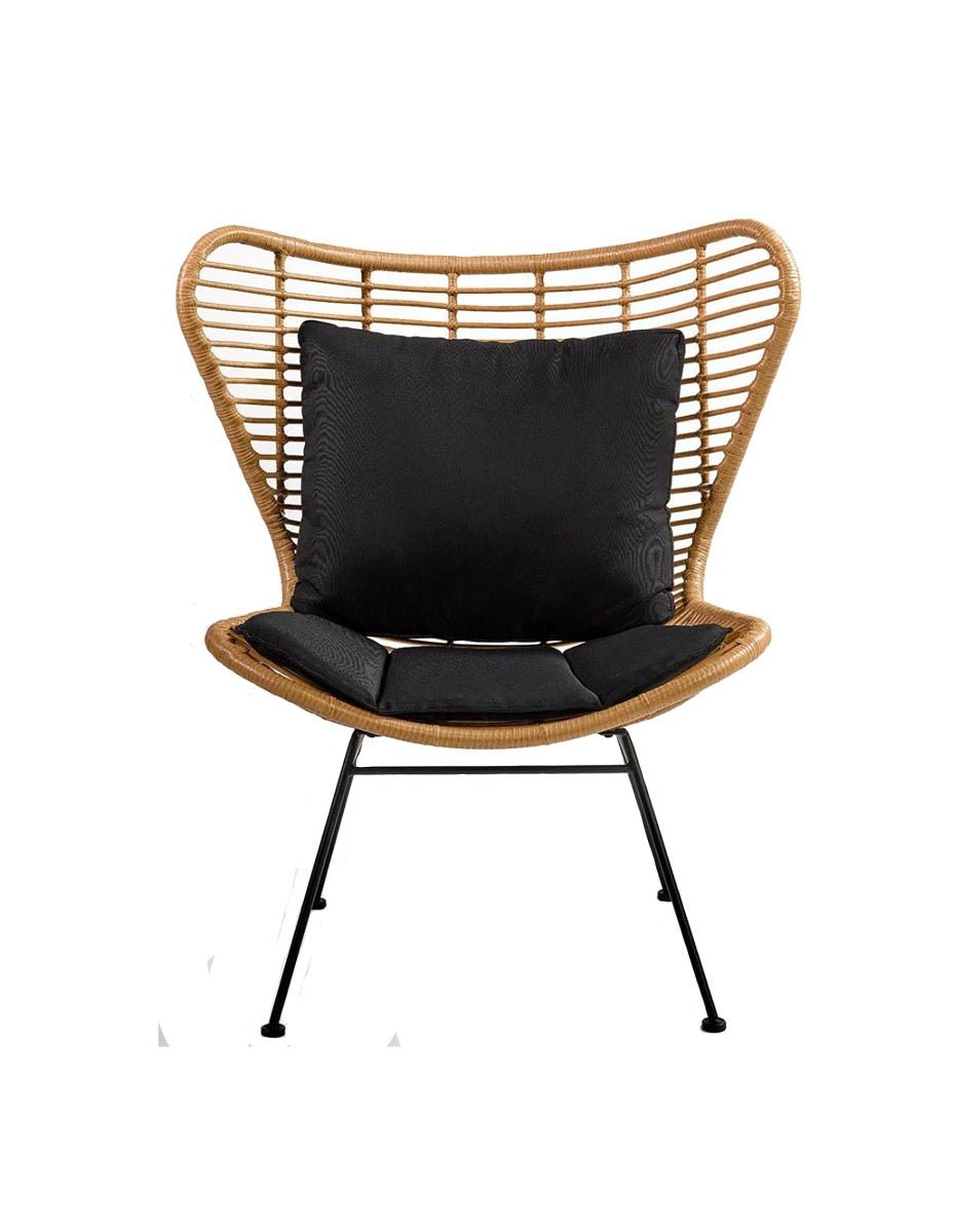 Sillón ratán sintético y acero negro Madame - Vintahome
