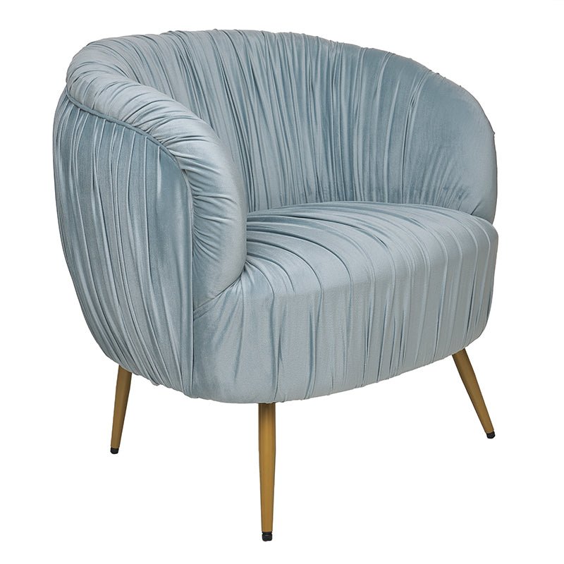 Sillón terciopelo plisado azul hielo Acentto - Vintahome